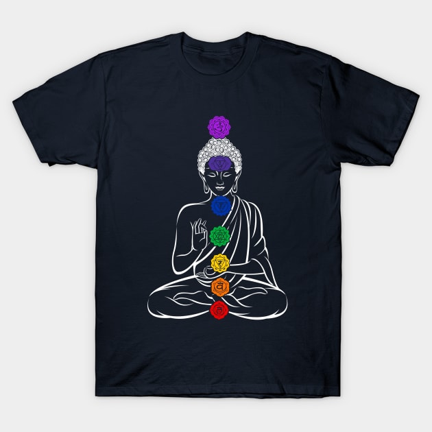 Buddha 7 Chakras Meditation T-Shirt by Nirvanax Studio